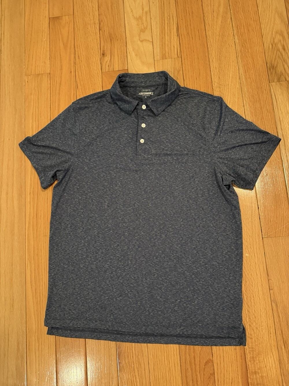 NWT J.Crew Performance Polo Shirt Men’s Large Blue Heather Short Sleeve Stretch
